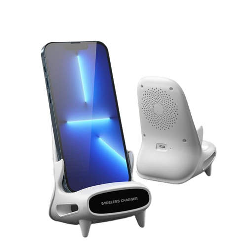 15W Wireless Fast Charging Mobile Phone Stand, SKU: STAND01,Description: A phone holder that have bluetooth speaker function, as well as wireless charging function.